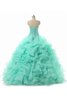 A-Linie Duchesse-Linie gerüschtes Tüll Quinceanera Kleid mit gekappten Ärmeln mit Bordüre - 2