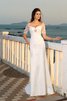 Robe de mariée longue avec manche courte gaine au bord de la mer en satin - 1