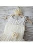 Robe de cortège enfant naturel encolure ronde de princesse avec zip ligne a - 4