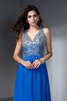 V-Ausschnitt Prinzessin Empire Taille Perlenbesetztes Abendkleid aus Chiffon - 7