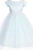 Robe de cortège enfant naturel col en bateau longueur au ras du sol en satin en tulle - 1