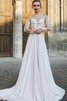 Abito da Sposa a Chiesa All Aperto con Applique Lungo Rosette Ornamento Barchetta - 1