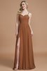 Robe demoiselle d'honneur naturel avec chiffon ruché manche nulle a-ligne - 9