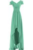 Robe demoiselle d'honneur ruché avec manche courte en chiffon v encolure avec zip - 13