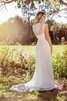 Robe de mariée nature facile avec bouton appliques de traîne moyenne - 2