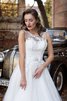 Sweep Zug Schaufel-Ausschnitt langes bodenlanges Brautkleid mit Applike aus Tüll - 3