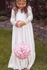 Lange Ärmeln Prinzessin Bodenlanges Blumenmädchenkleid mit Schmetterlingsknoten mit Blume - 1