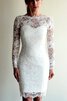 Robe de mariée modeste informel simple de col haut avec bouton - 4