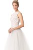 Robe de mariée naturel en organza a-ligne de col bateau manche nulle - 3