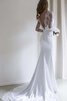 Abito da Sposa con Applique in Chiffon sexy Tubino Spazzola Treno Profondo V-scollo - 2