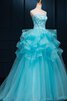 Herz-Ausschnitt Spitze Perlenbesetztes Quinceanera Kleid mit Rücken Schnürung mit Rüschen - 3