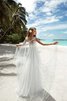 Robe de mariée plissé de tour de ceinture en haute en plage encolure ronde en tulle - 3