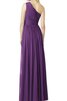 Robe demoiselle d'honneur d'épaule asymétrique a-ligne ruché en chiffon - 2