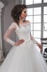 Abito da Sposa Lungo Naturale A-Line in Tulle con Piega con Applique - 2