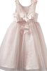 Robe de cortège enfant avec nœud a-ligne avec fleurs de tour de ceinture en haute en tulle - 2