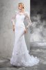 Abito da Sposa in Raso Cerniera Vintage con Maniche Lunghe Stravagante - 1