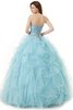 Abito dal Dolce Sedici in Tulle con Cristino con Increspature Senza Maniche A Terra Ball Gown - 2