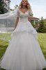 Abito da Sposa Shiena Sheer Naturale A Terra Elegante in Pizzo con Applique - 1