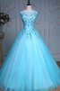 Abito Quinceanera con Increspature con paillette in Paillette Ball Gown in Tulle in Pizzo - 1