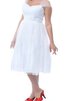 Robe de mariée plissage fermeutre eclair de col carré a-ligne textile en tulle - 1