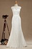 Meerjungfrau Stil Schaufel-Ausschnitt konservatives luxus Brautkleid mit Gürtel mit Bordüre - 1