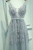 V-Ausschnitt Prinzessin A Linie Sittsames Abendkleid mit Applikation - 1