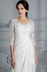 Abito da Sposa con Tre Quarti Lunghezza Maniche V-Scollo A Terra in Chiffon Naturale - 7