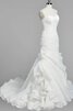 Robe de mariée naturel cordon en organza ruché de traîne moyenne - 1