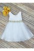 Robe de cortège enfant plissé textile en tulle de lotus avec sans manches ligne a - 3