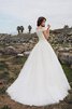 Robe de mariée plissé classique fermeutre eclair avec manche courte appliques - 2