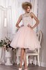 Abito Homecoming A-Line Moderno in Tulle con Bottone con Piega Allacciato - 1