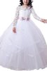 Robe de cortège enfant en tulle col ras du cou avec manche longue jusqu'au sol - 1