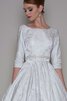 Robe de mariée décontracté elégant col ras du cou textile taffetas avec perle - 3