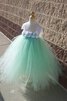 Abito da Cerimonia Bambini con Piega con Fiore con Fusciacca A Terra Ball Gown Cappellino - 1