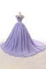 Satin Schlüsselloch Rücken langes Quinceanera Kleid mit Rüschen mit Bordüre - 4