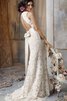 Abito da Sposa sensuale medievale Tubino in Pizzo con Fiore V-Scollo - 1