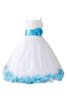 Abito da Cerimonia Bambini alta vita con Fiore in Tulle Sotto Ginocchio A-Line Cerniera - 1