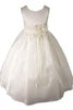 Abito da Cerimonia Bambini in Tulle A-Line con Fiore Cappellino Naturale Cerniera - 1