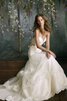 Abito da Sposa con Nastro Schiena Nuda Naturale con Seghettato in Tulle in pizzo - 1