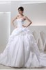 Robe de mariée longue facile avec perle de tour de ceinture en haute en taffetas - 1