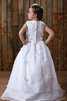 Robe de cortège enfant ligne a ruché avec fleurs fermeutre eclair manche nulle - 2