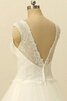 Robe de mariée naturel en tulle a-ligne de col en v dos nu - 3