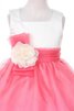 Robe de cortège enfant avec fleurs encolure en carré avec sans manches en organza - 2