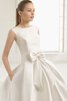 Robe de mariée derniere tendance en satin col u profond ceinture en étoffe avec ruban - 3