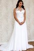 Robe de mariée naturel appliques longueur au ras du sol fermeutre eclair avec sans manches - 1