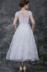 Abito da Sposa con Perline Sotto Ginocchio in Pizzo in pizzo A-Line Vintage - 3