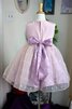 Abito da Cerimonia Bambini in Organza Ball Gown con Fiore con Increspature Tondo A-Line - 3