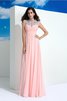 Robe de bal longue avec perle avec chiffon jusqu'au sol avec sans manches - 3