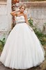 Abito da Sposa Naturale con Criss-cross con Fiocco Cuore Ball Gown Coda A Strascico Cappella - 1