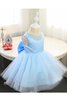 Abito da Cerimonia Bambini con Piega Naturale con Fusciacca A-Line in Tulle con Increspature - 1